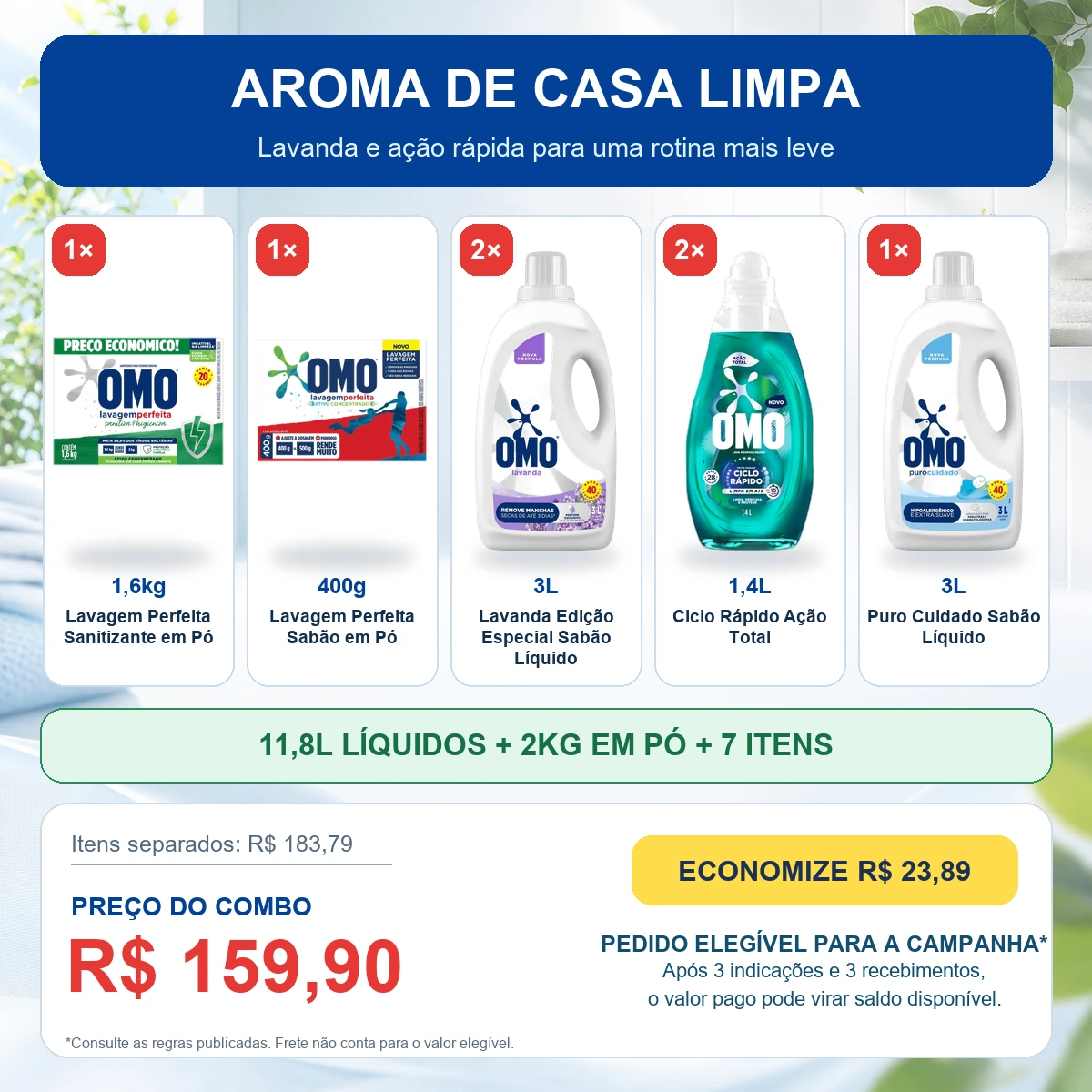 Kit OMO Aroma de Casa Limpa