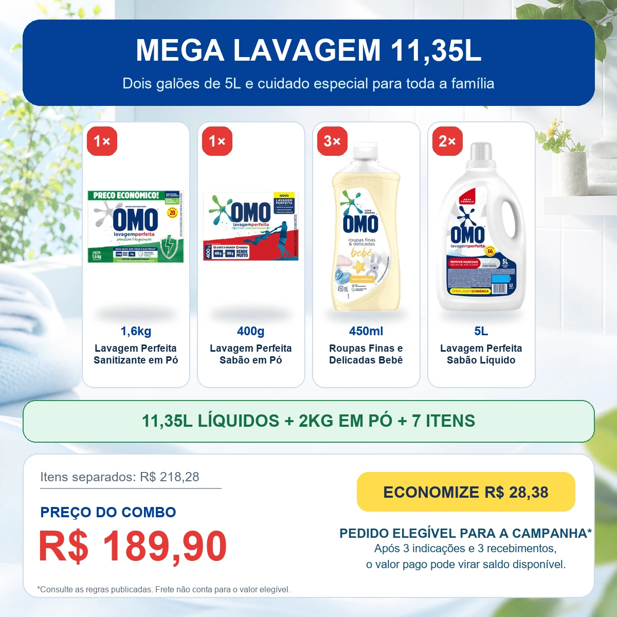 Kit OMO Mega Lavagem 11,35L