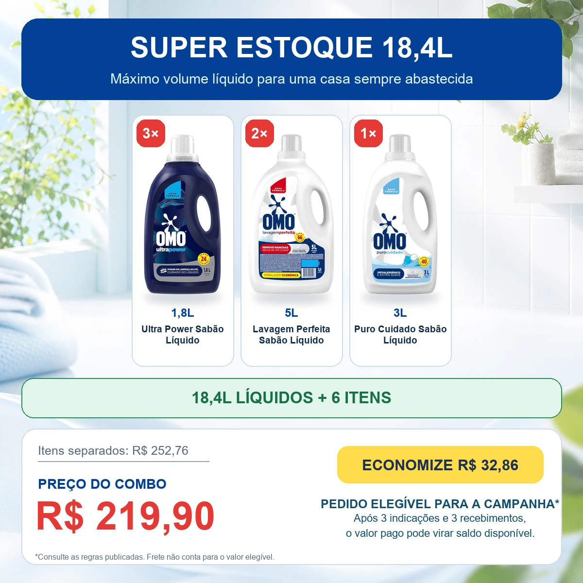 Kit OMO Super Estoque 18,4L